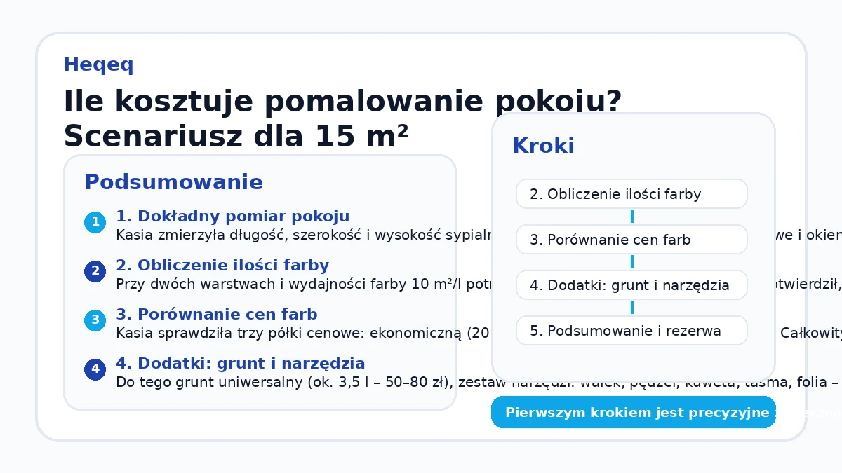 Ile kosztuje pomalowanie pokoju? Scenariusz dla 15 m²